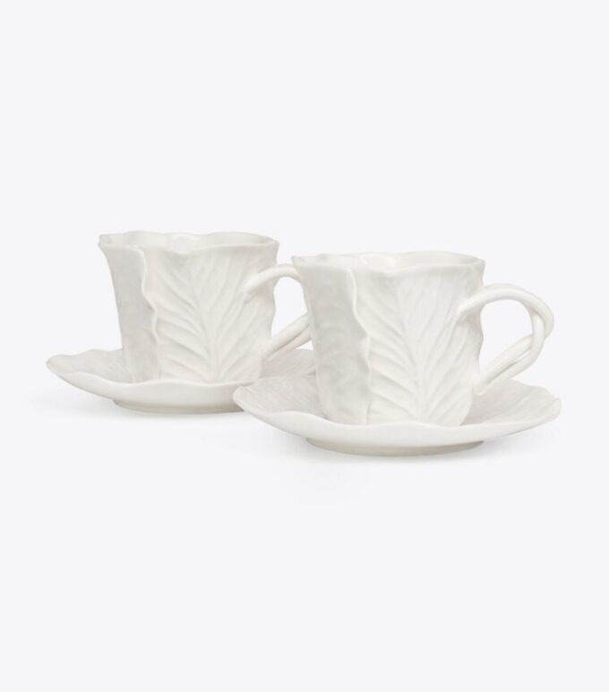Taza y platillo Lettuce Ware, juego de 2