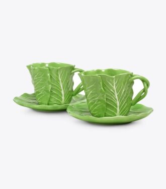 Taza y platillo Lettuce Ware, juego de 2