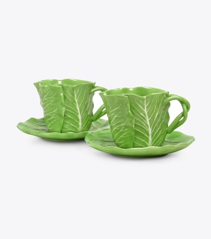 Taza y platillo Lettuce Ware, juego de 2