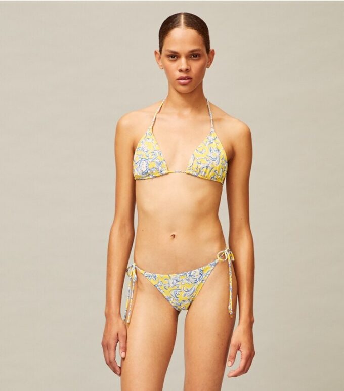 Top de bikini con cordones estampado Top de bikini con cordones estampado