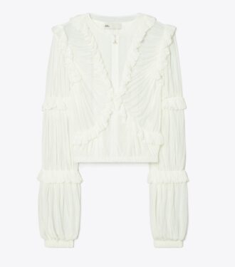 Top de jersey transparente con volantes