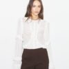 Top de jersey transparente con volantes Top de jersey transparente con volantes