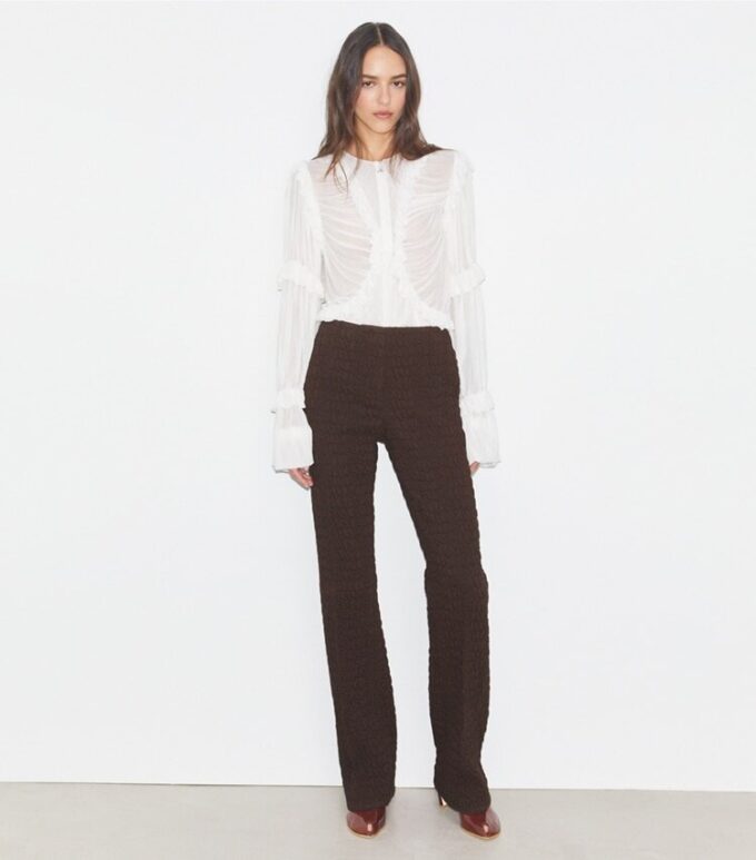 Top de jersey transparente con volantes Top de jersey transparente con volantes