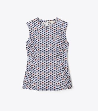 Top de popelín de algodón estampado