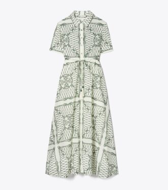 Vestido camisero de algodón estampado