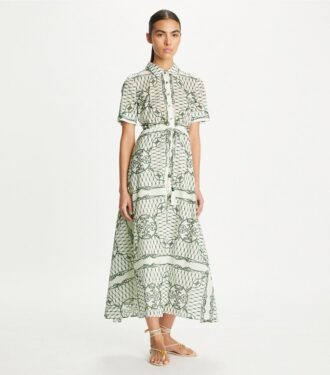 Vestido camisero de algodón estampado