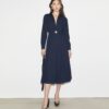 Vestido camisero de algodón plisado