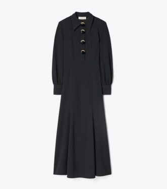 Vestido camisero de crepé con múltiples botones