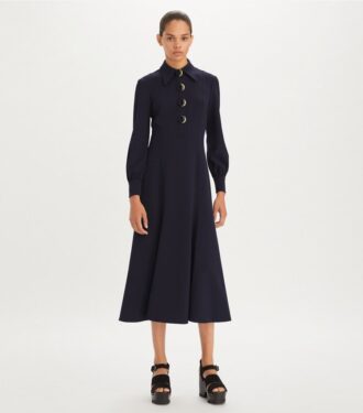 Vestido camisero de crepé con múltiples botones