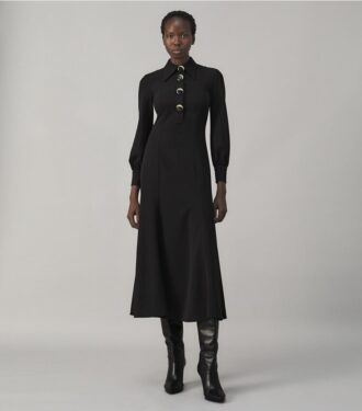 Vestido camisero de crepé con múltiples botones