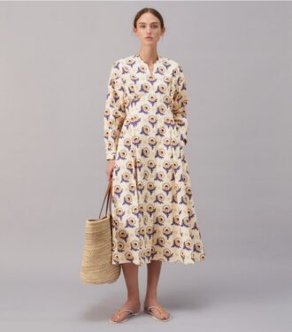 Vestido camisero de popelín de algodón