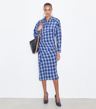 Vestido camisero de viscosa a cuadros