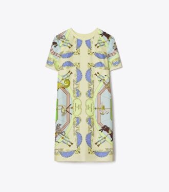 Vestido camiseta con parte delantera de seda