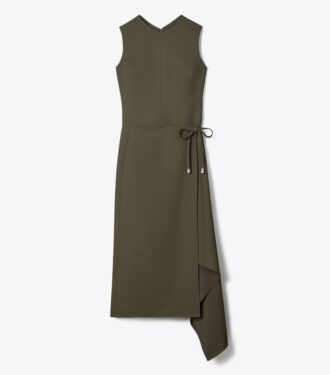 Vestido cruzado de sarga