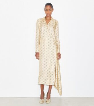 Vestido cruzado de seda