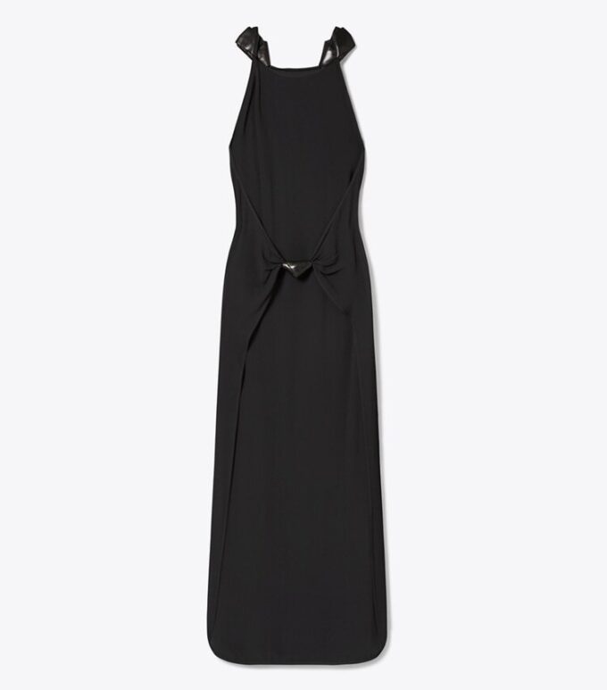 Vestido de crepé anudado