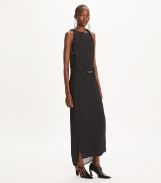 Vestido de crepé anudado