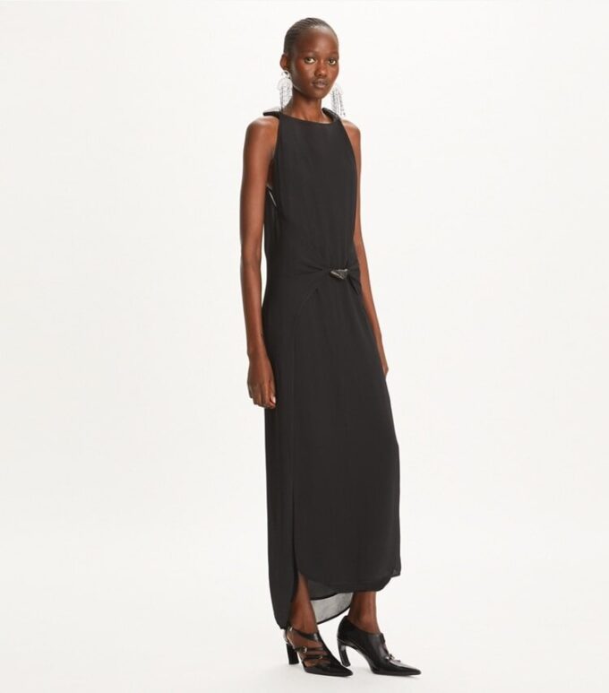 Vestido de crepé anudado