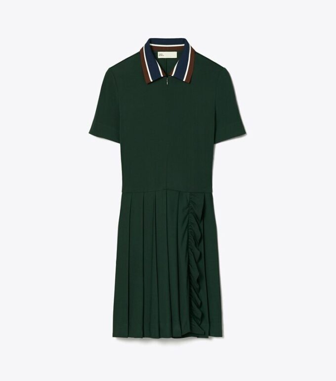 Vestido de golf con pliegues y cremallera delantera