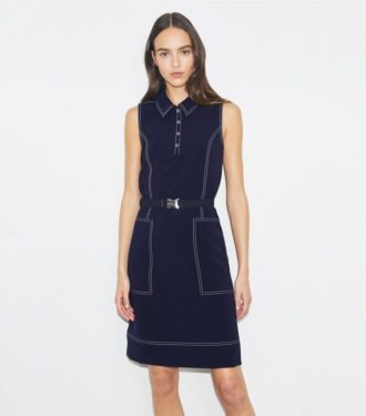 Vestido de golf con puntadas decorativas