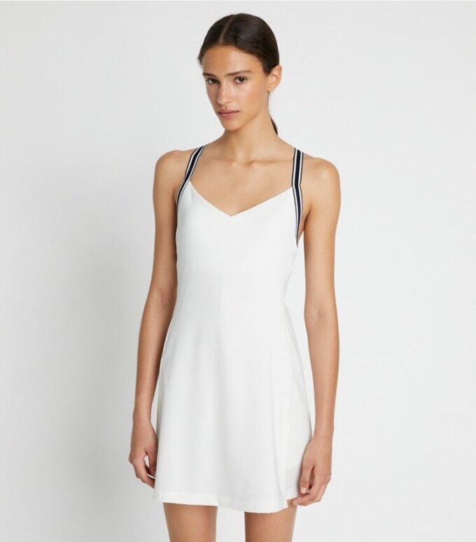 Vestido de tenis con espalda cruzada y jersey de alto rendimiento Vestido de tenis con espalda cruzada y jersey de alto rendimiento