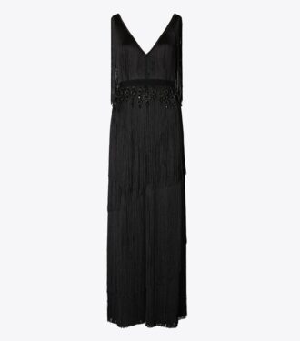 Vestido de viscosa con flecos
