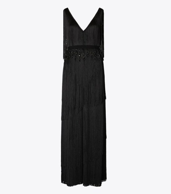 Vestido de viscosa con flecos Vestido de viscosa con flecos