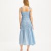 Vestido de viscosa con tirantes ajustables y fruncidos en los hombros Vestido de viscosa con tirantes ajustables y fruncidos en los hombros