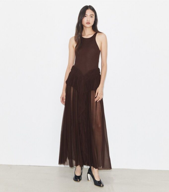 Vestido drapeado de jersey