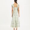 Vestido estampado de algodón con fruncidos Vestido estampado de algodón con fruncidos