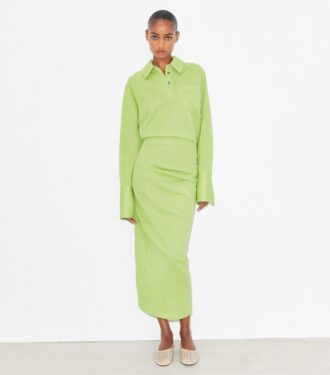 Vestido jacquard con puños