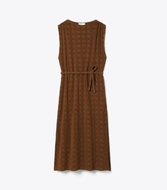 Vestido largo de jacquard de rizo