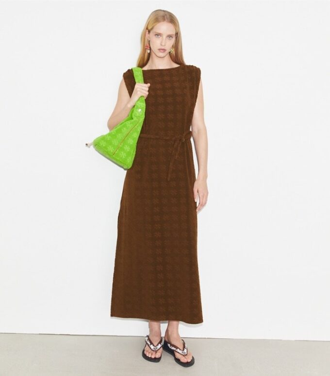 Vestido largo de jacquard de rizo Vestido largo de jacquard de rizo