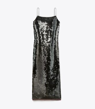 Vestido liso con lentejuelas