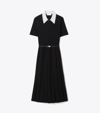Vestido plisado con monograma T Pointelle