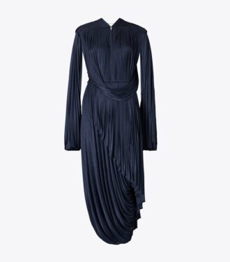 Vestido plisado drapeado de viscosa