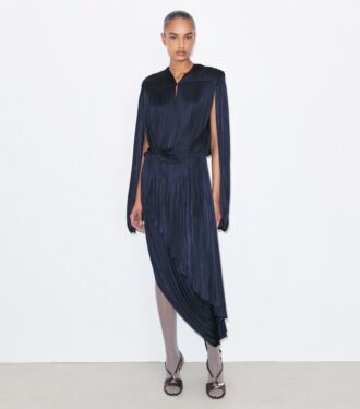 Vestido plisado drapeado de viscosa