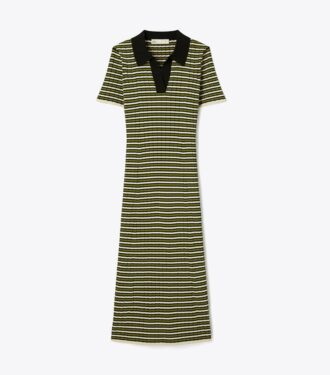 Vestido polo de punto a rayas