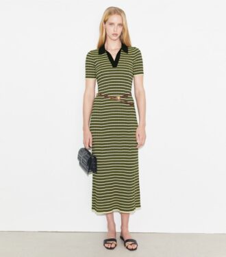 Vestido polo de punto a rayas