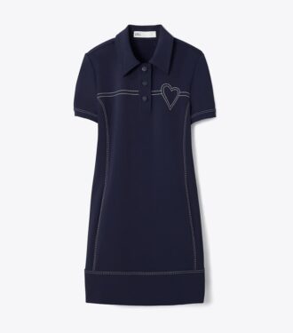 Vestido polo elástico con puntadas decorativas Vestido polo elástico con puntadas decorativas