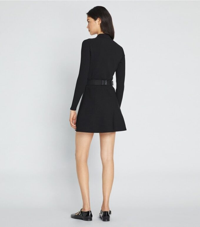 Vestido polo mini de manga larga de punto técnico